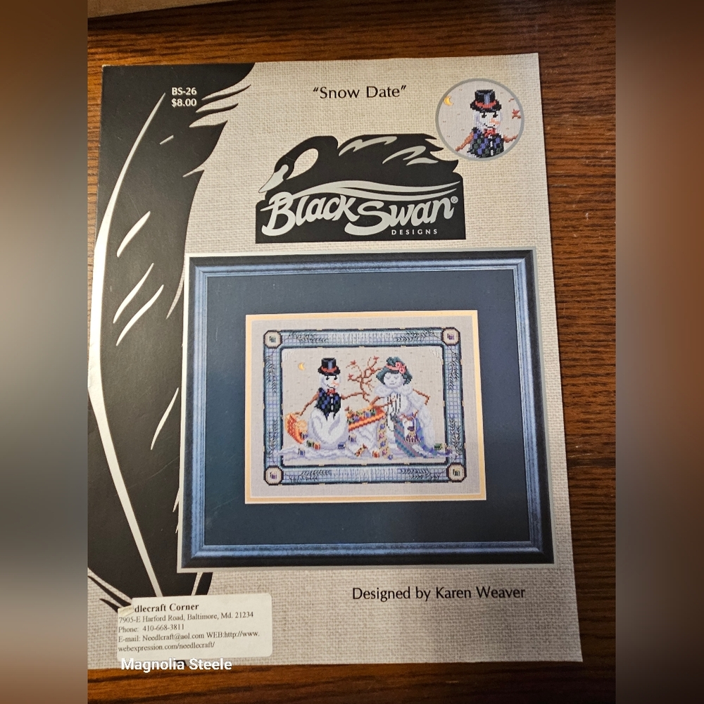 Black Swan Designs Snowman Snow Date Counted Cross Stitch Charted Design Leaflet